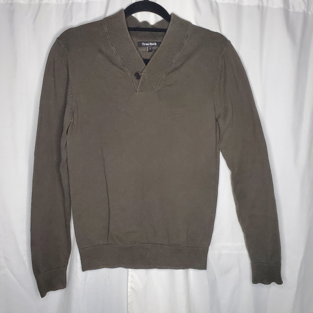 ◇ True Rock Surplice Neckline Gray 100% Cotton Long-sleeved Sweater Size Small